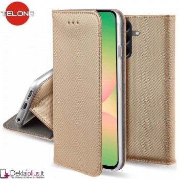 Telone atverčiamas dėklas - auksinės spalvos (Samsung Galaxy A37 5G) Telone atverčiamas dėklas - auksinės spalvos (Samsung Galaxy A37 5G)
